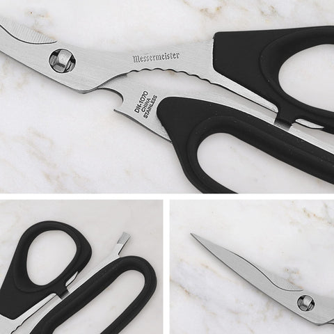 Messermeister nut cracker feature helps crack nuts and pinch herbs neatly.