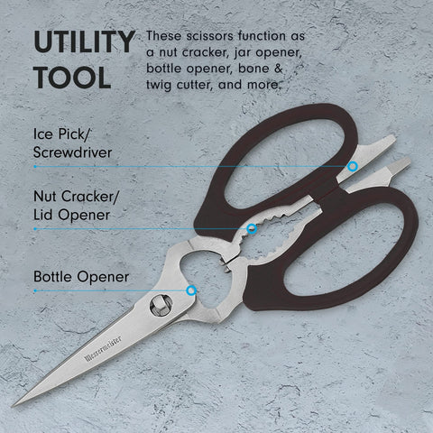 Bone and twig cutter for precise cuts on meat and produce.