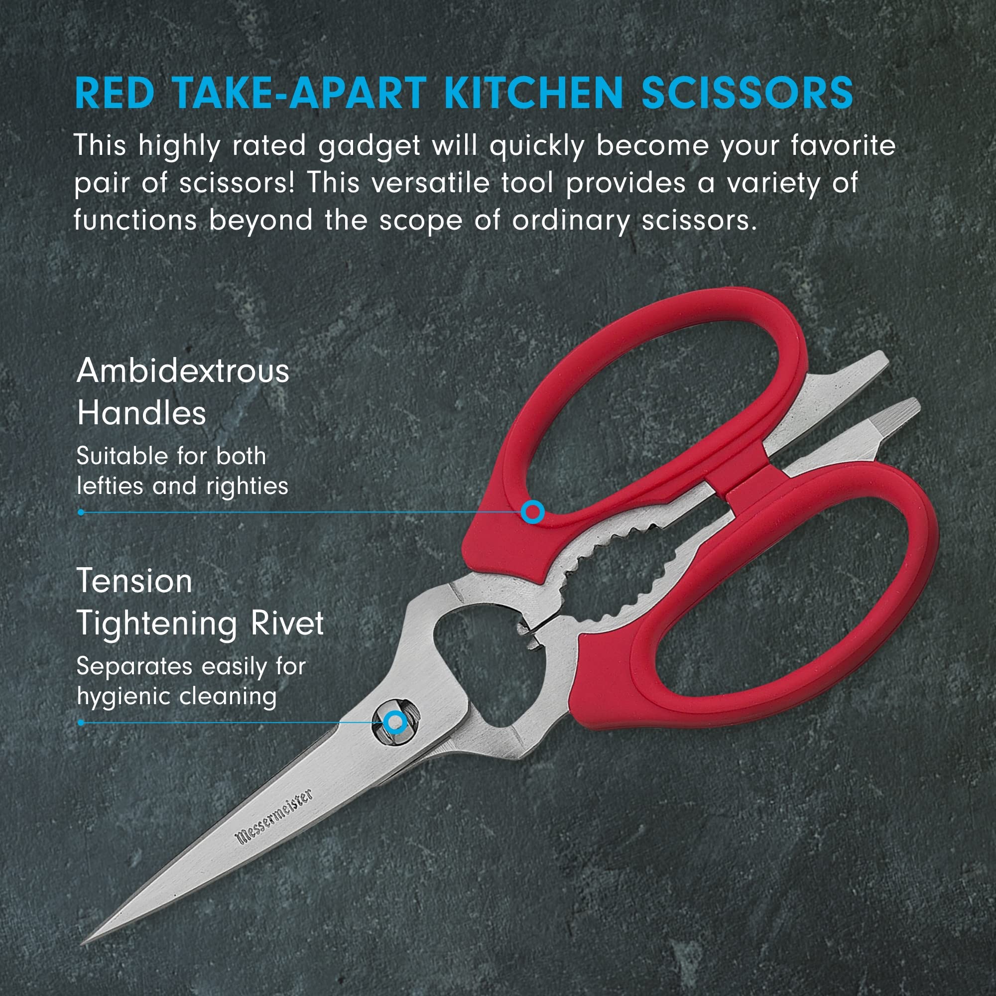 Messermeister scissors with screwdriver included for quick adjustments