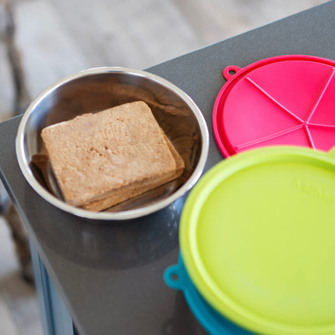 Messy Mutts stackable bowls save space when not in use.