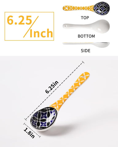 Metahom ceramic small serving spoon in sky blue, perfect for ramen and stews.