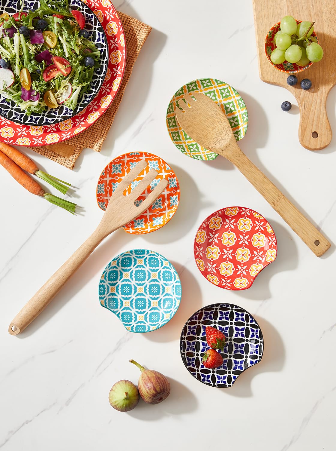 Stacked Metahom ceramic spoon rests saving space and staying organized