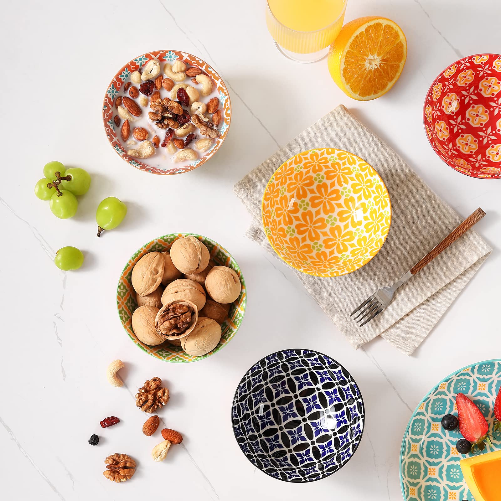 Metahom colorful bowls enhance serving of condiments, sides, and desserts.