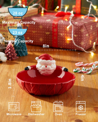 Metahom Santa-design bowl shows embossed sweater pattern adding holiday charm.
