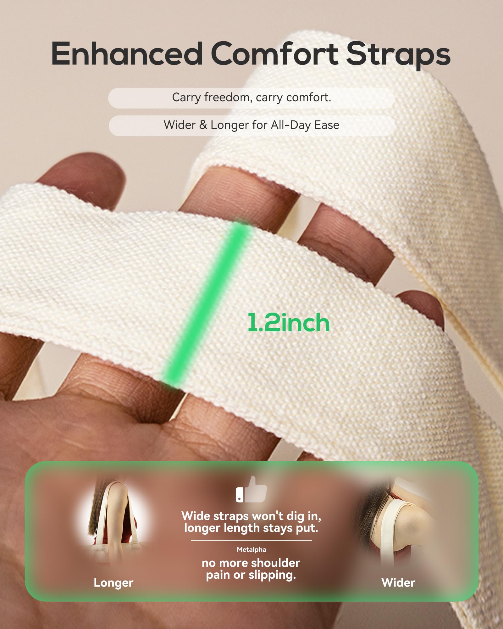 METALPHA magnetic snap closure tote securing belongings on the go.