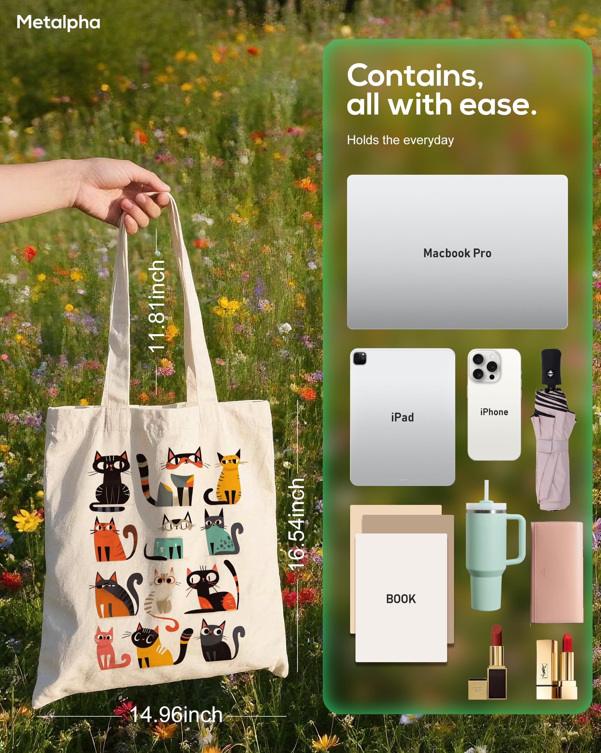 METALPHA travel-friendly tote suitable for shopping and study.