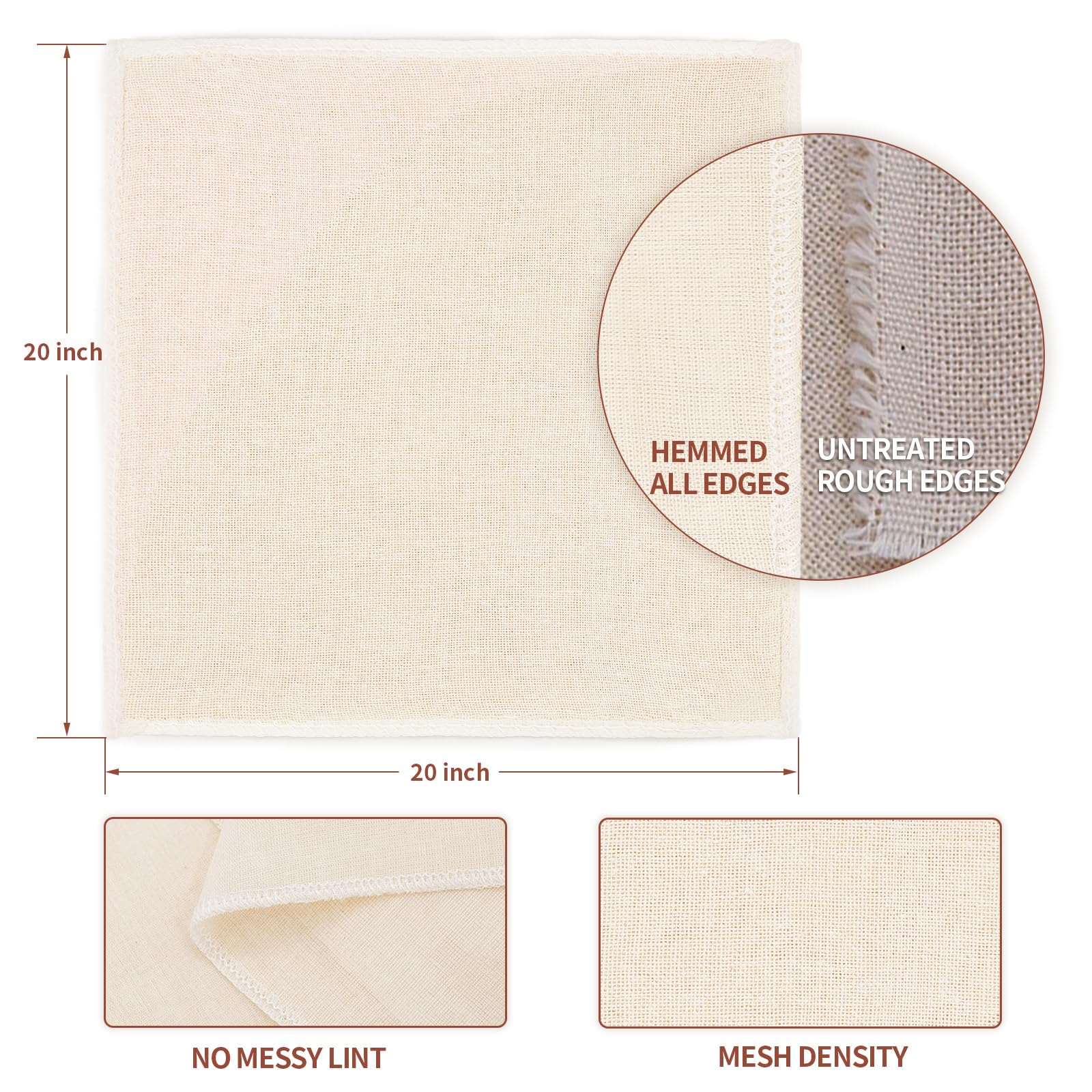 Metflavor ultra-dense 56x42 weave enables smooth broth filtration.