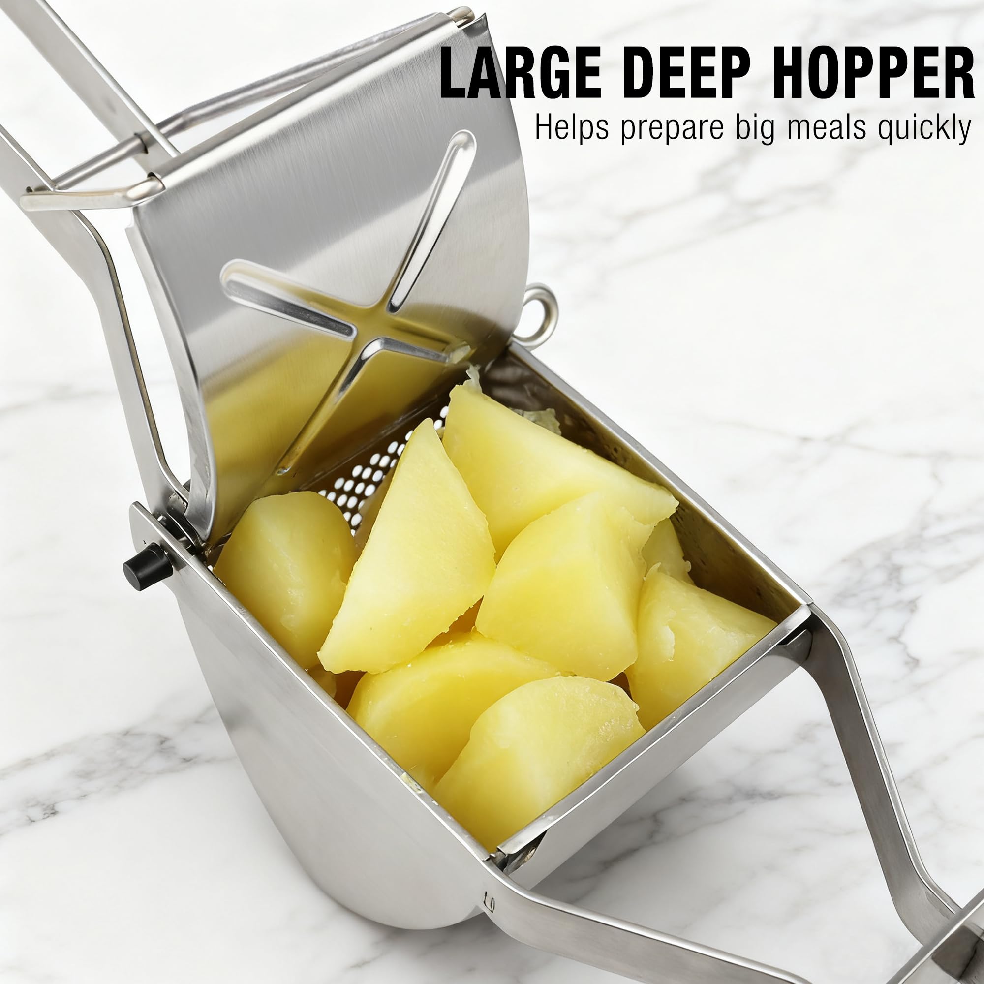 METLUCK ricer's stainless steel construction resists rust for durable daily use.