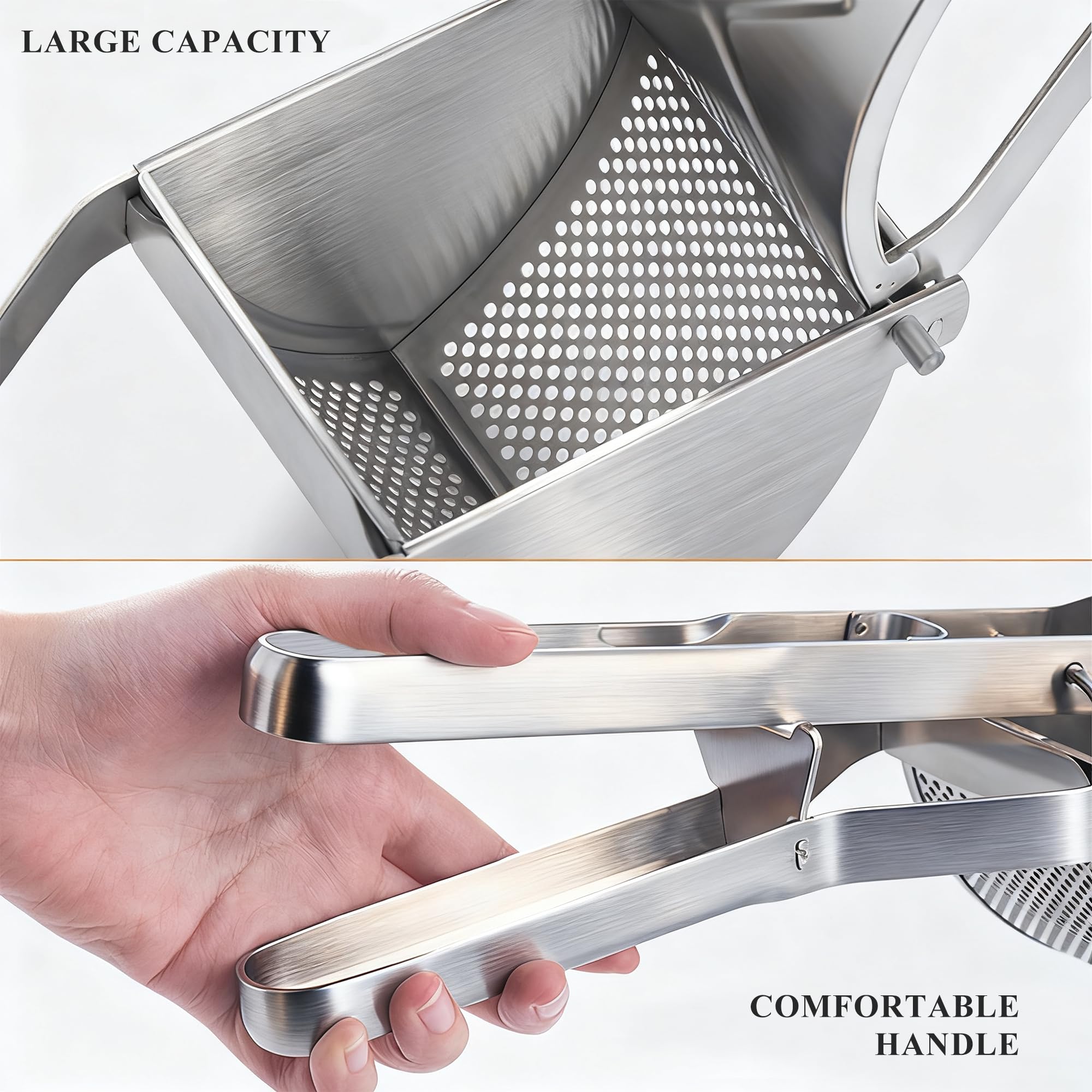 METLUCK ricer's uniform holes ensure consistent texture with every press.