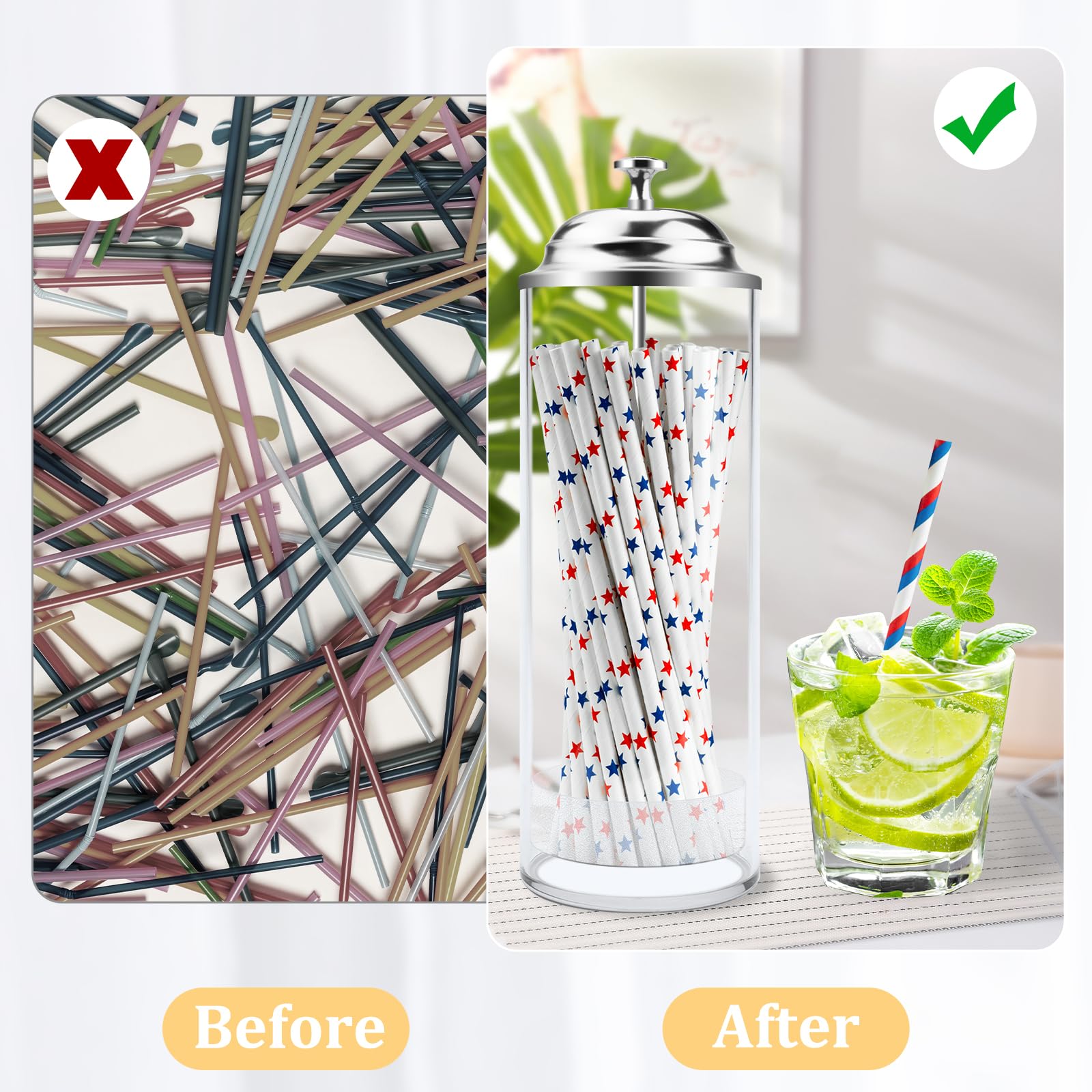 Mevtok straw dispenser side view highlights smooth edges and durability.