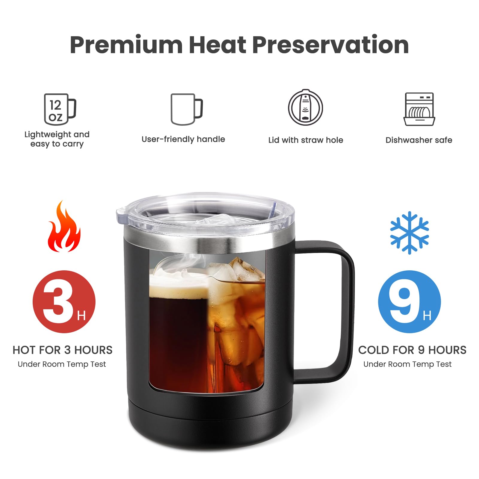MEWAY double-wall vacuum insulation keeps drinks cold for hours