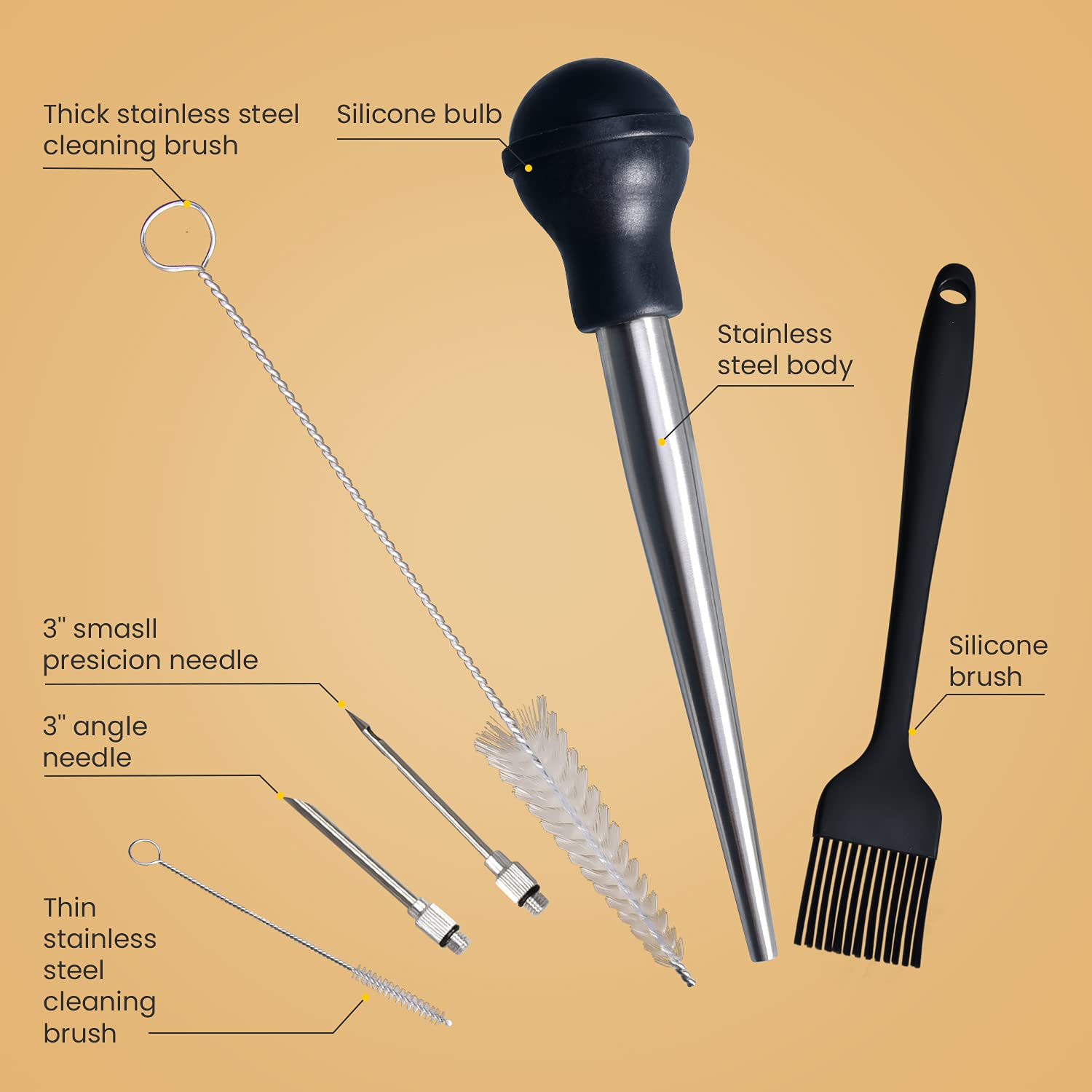 MEWMET turkey baster with injector needles for versatile marinades