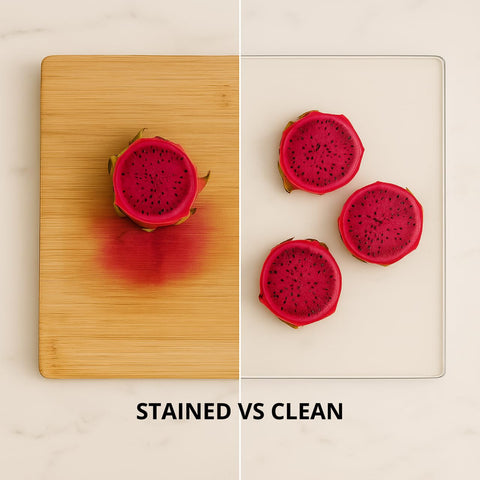MEWSDEN knife-friendly surface protects blades during chopping.