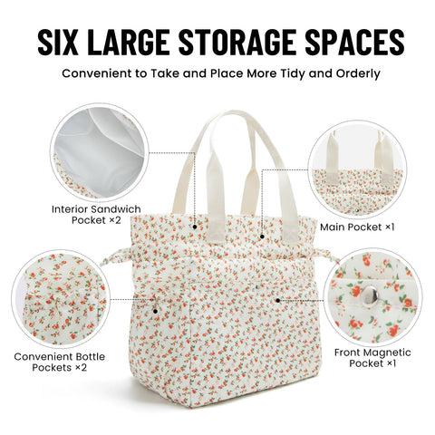 MEXS lunch bag side pockets hold drinks and snacks for easy organization