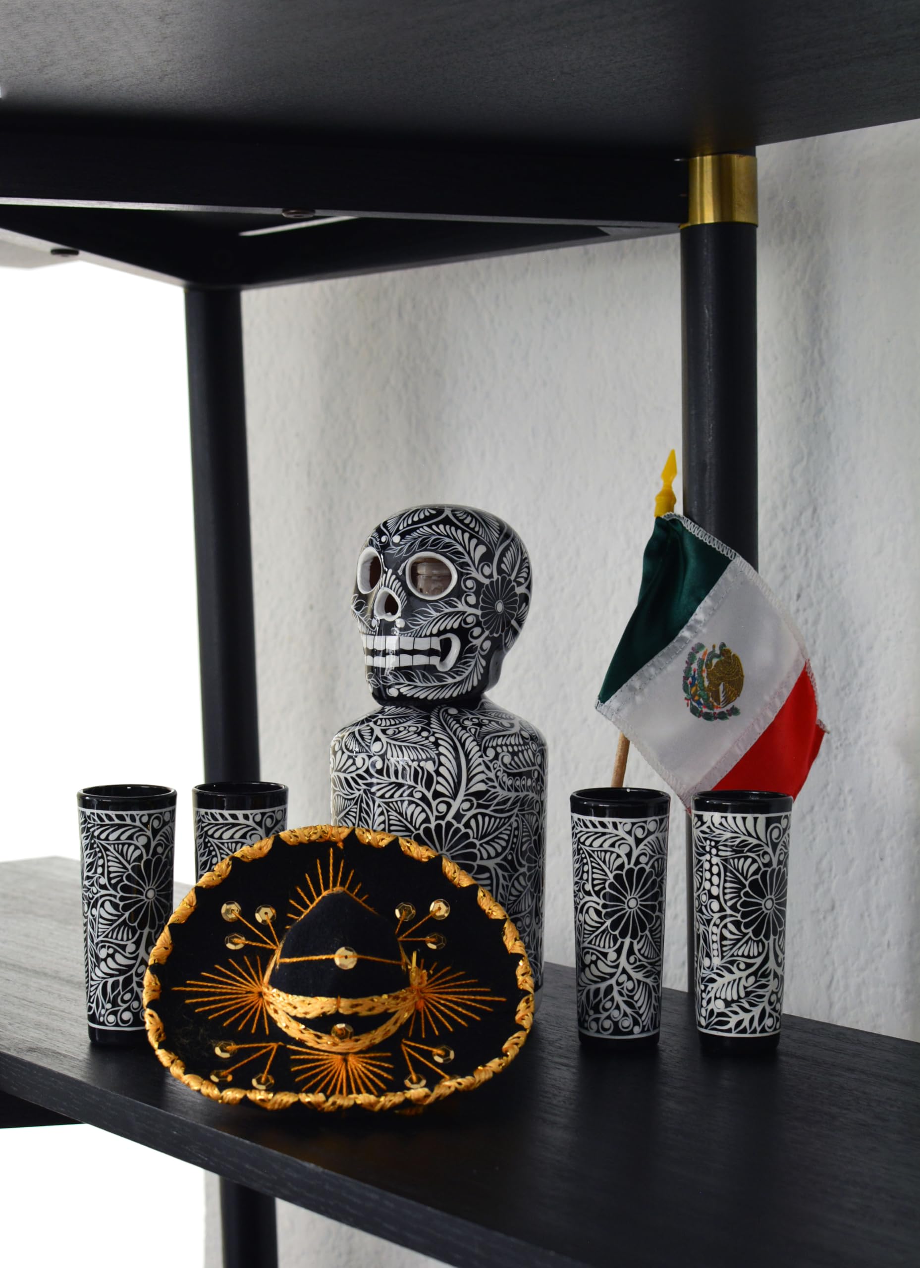 Gift-ready Mexskeletons tequila decanter set for gifting