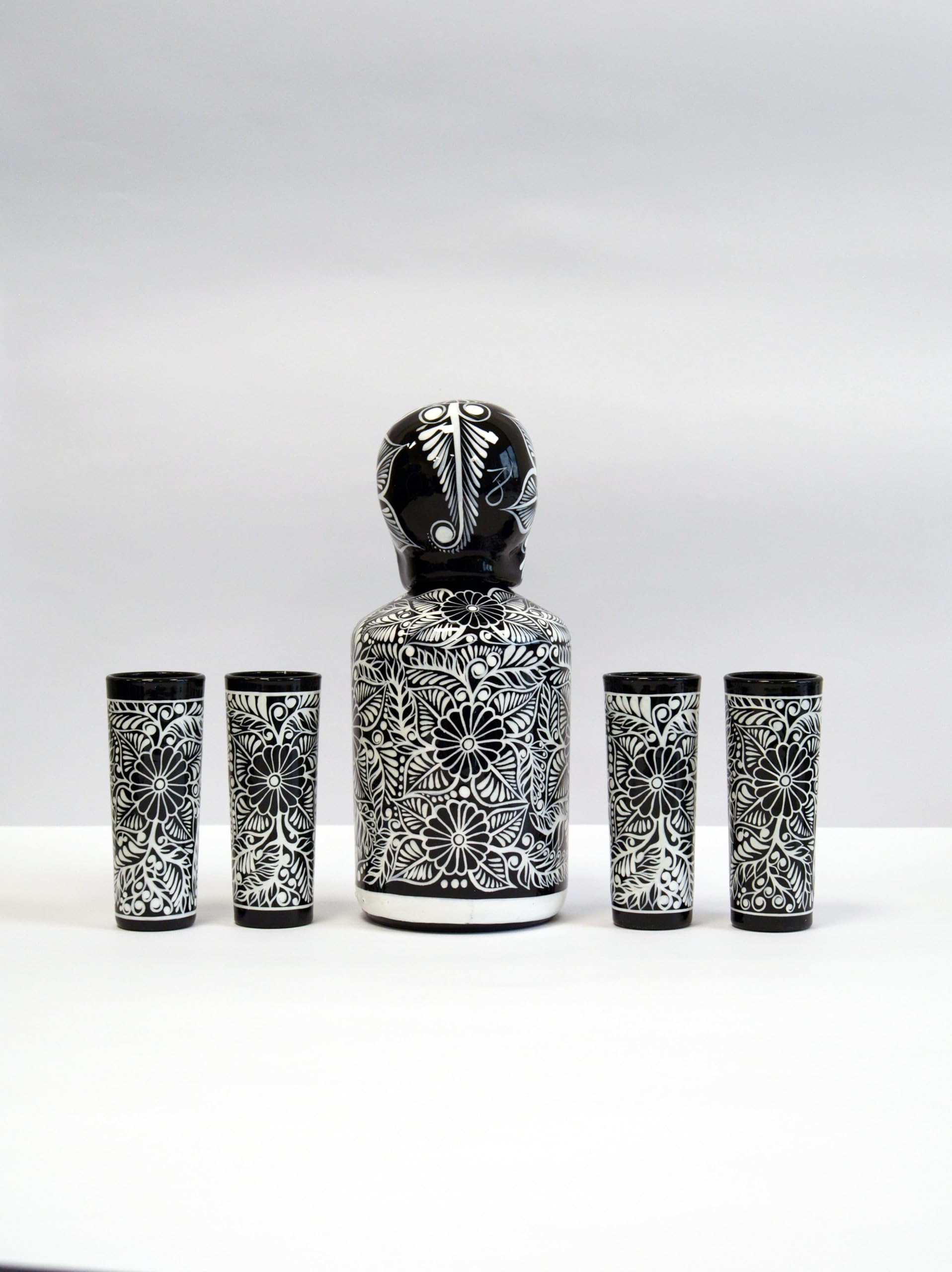 Varnish-finish shine on the Mexskeletons decanter