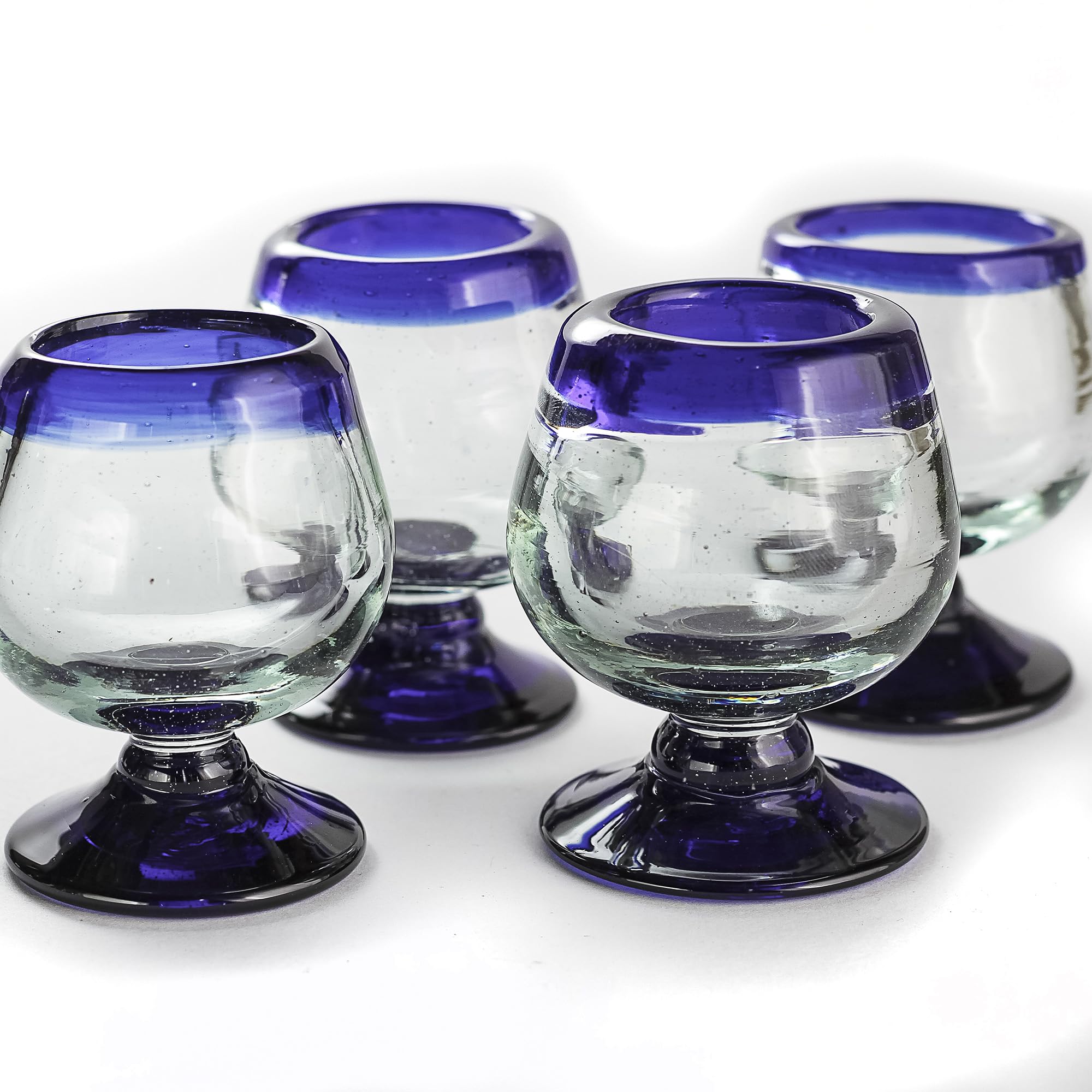 MEXTEQUIL shot glasses with cobalt blue rim for stylish tequila tastings