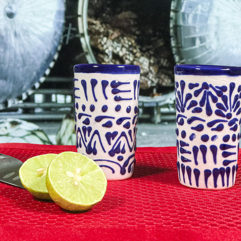MEXTEQUIL hand-painted glassware, vibrant colors, elevates tequila rituals.