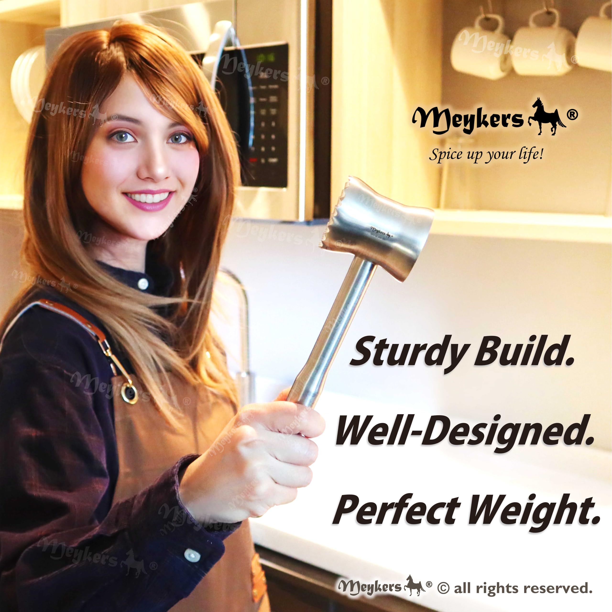 Meykers ergonomic design meat mallet provides a comfortable grip