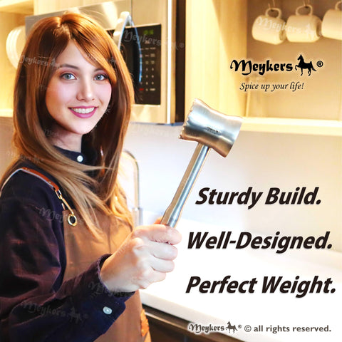 Meykers ergonomic design meat mallet provides a comfortable grip