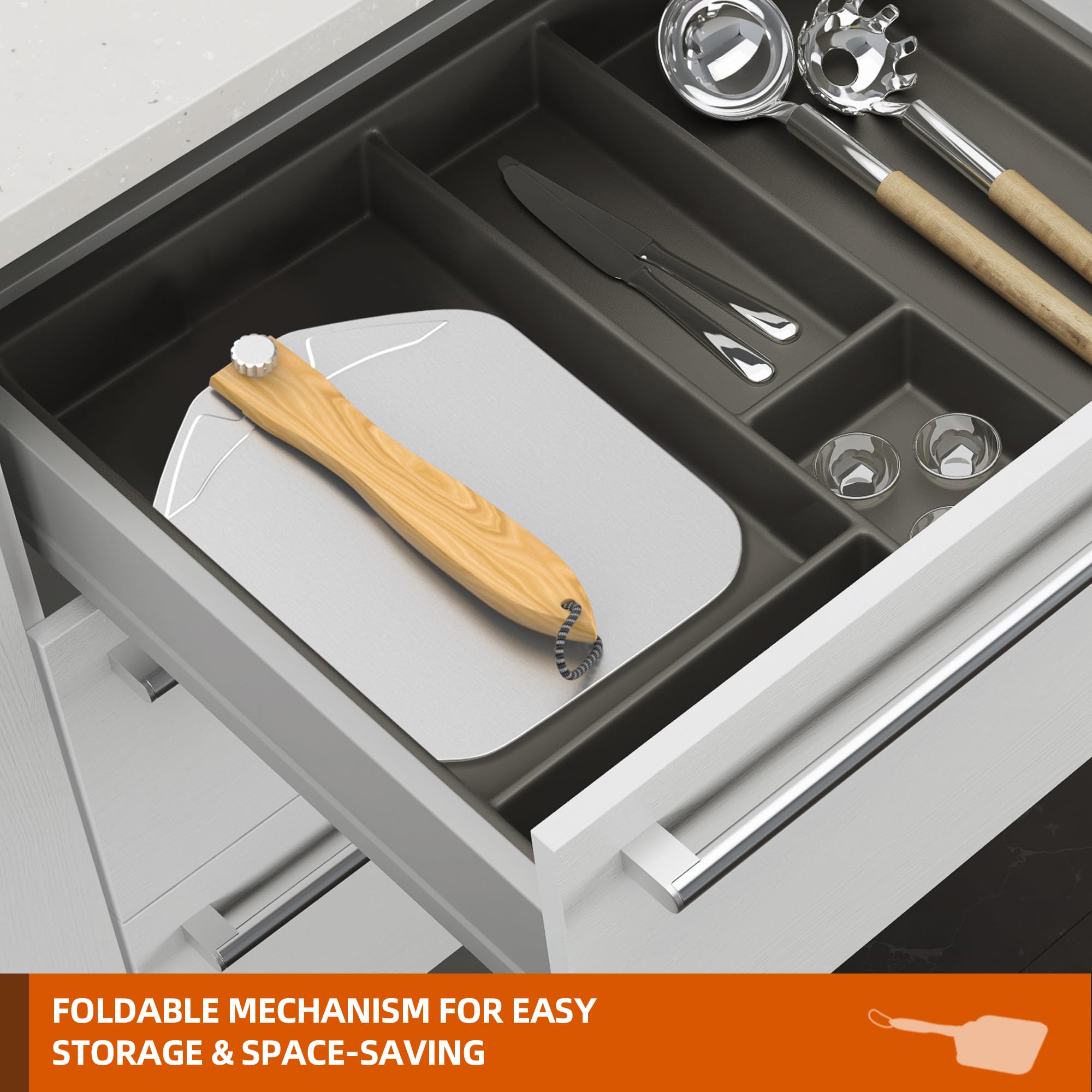 Meykwod pizza cutter included for clean, even slices after baking.
