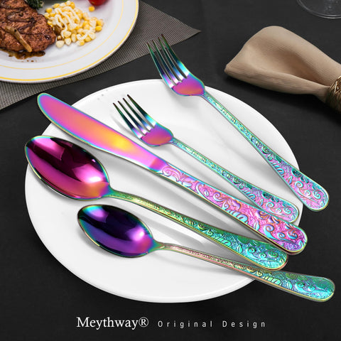 Meythway vintage carved design flatware elevates dining aesthetics