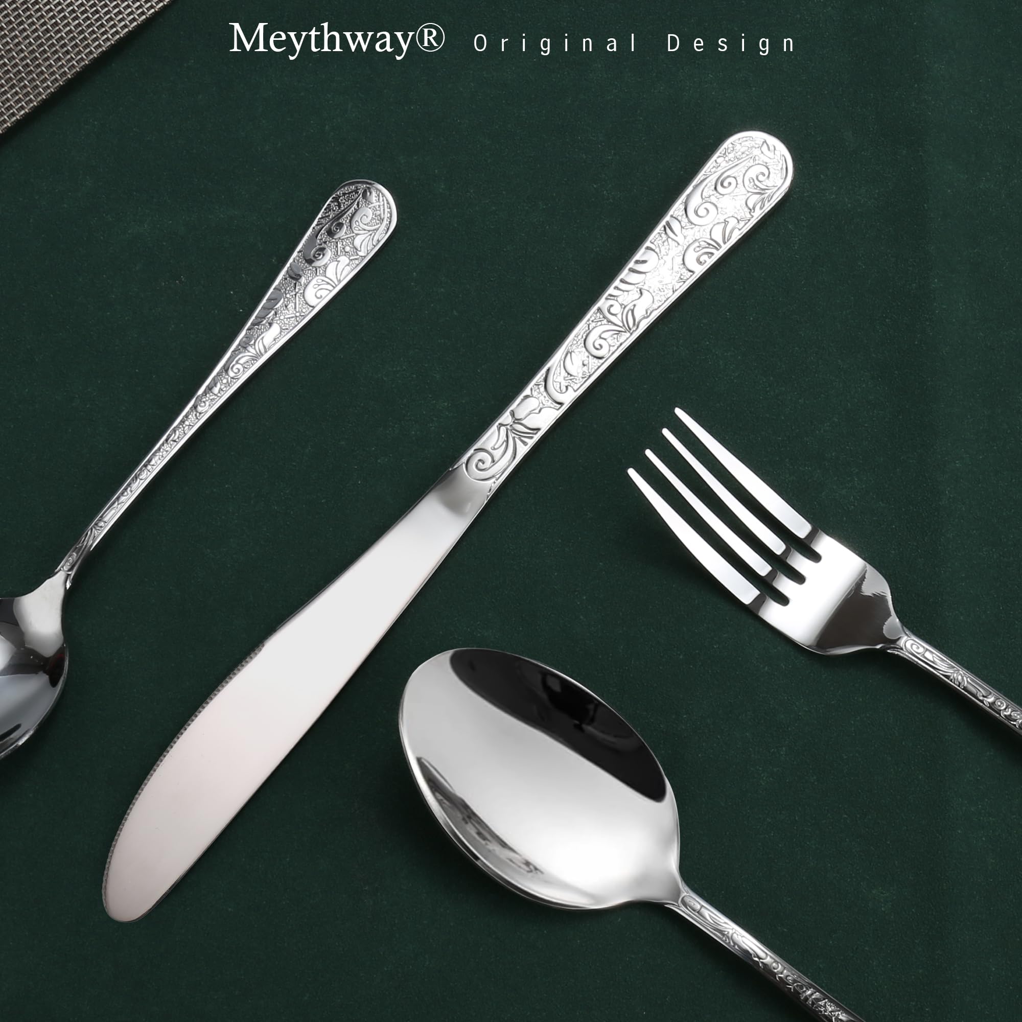 Meythway vintage carved silverware dessert spoon perfect for desserts and refined tableside use.
