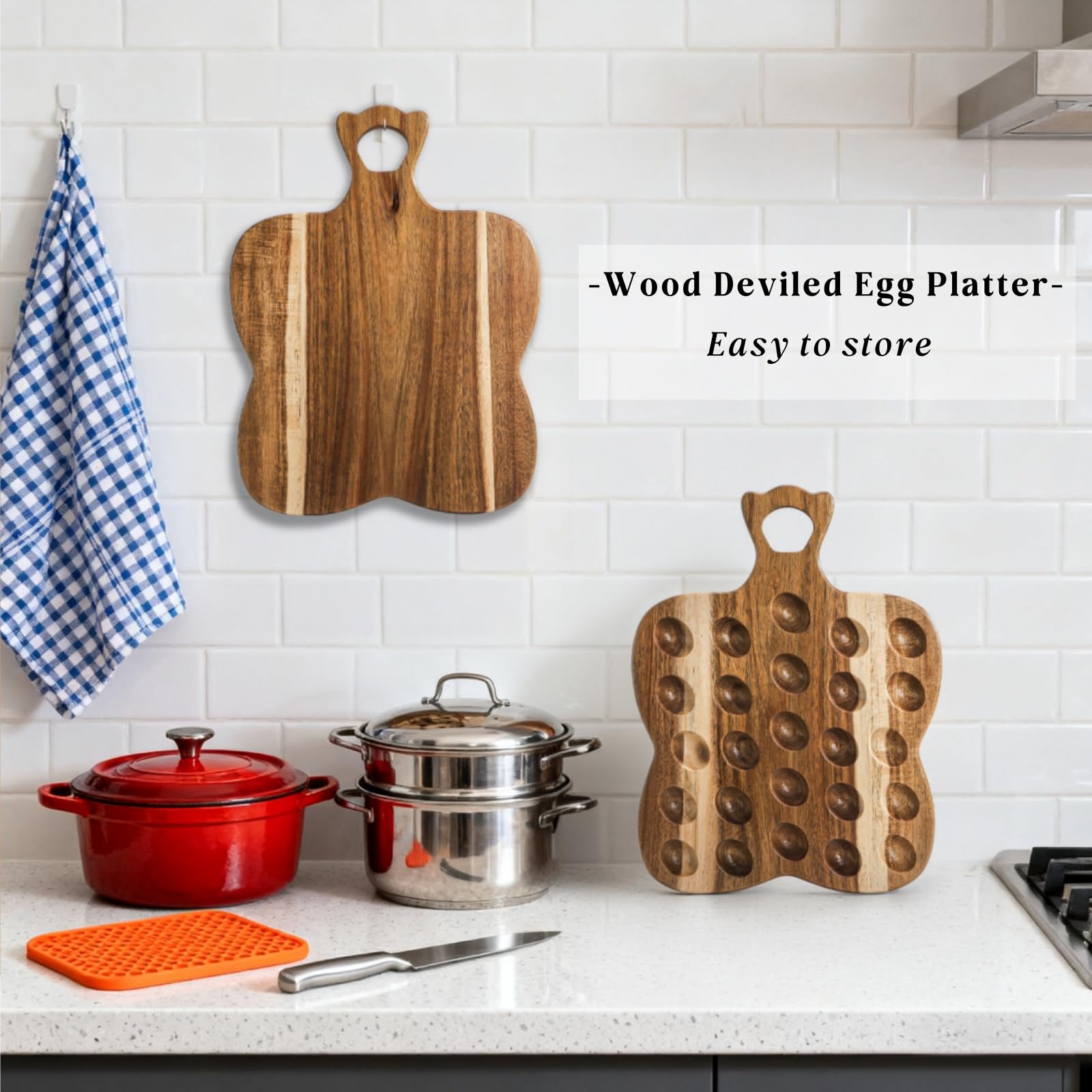 Mezchi platter can be hung for storage, freeing counter space
