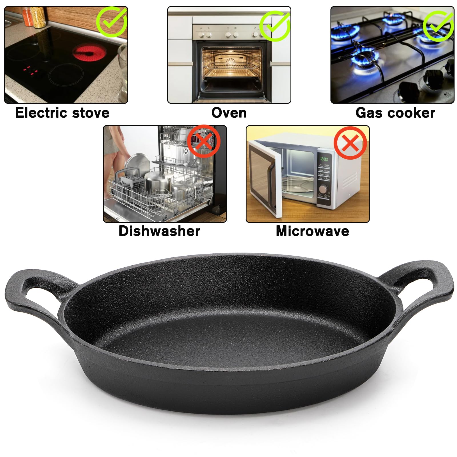 Mezchi fajita skillet on stovetop showing even heat for searing