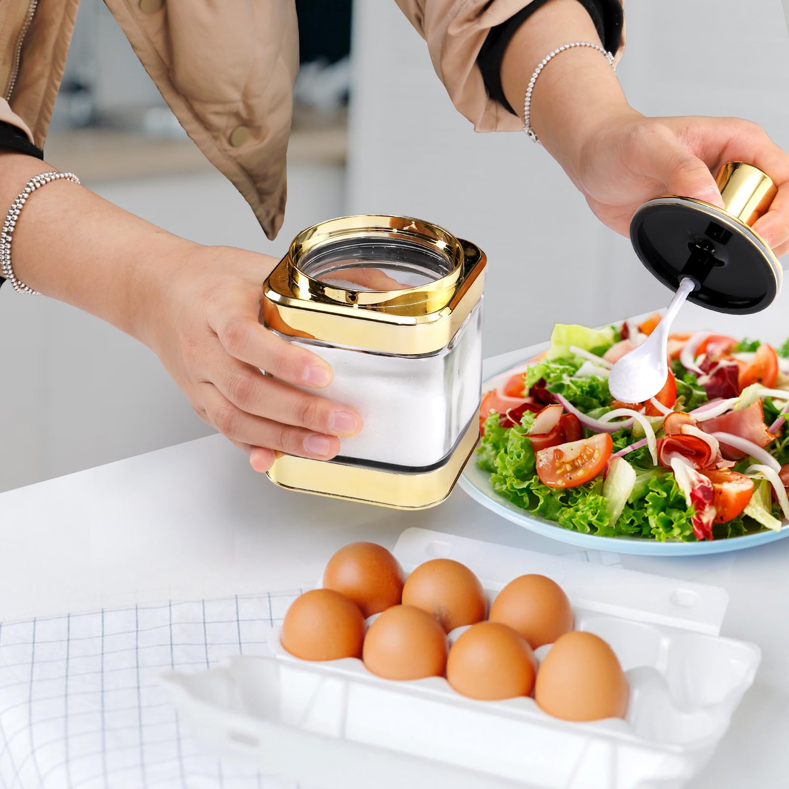 Mezchi versatile containers suit salt sugar creamer and spices.