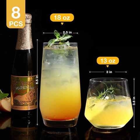 Mfacoy 13oz rocks glasses showing sturdy, weighted bases for stability.