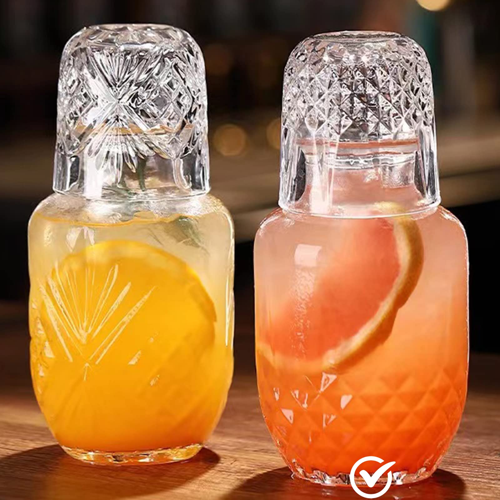 Mfacoy bedside water carafe and glass set close-up, sturdy thick glass for nighttime thirst.