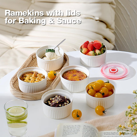 Mfacoy dishwasher-safe ramekins simplify cleanup after meals and desserts.