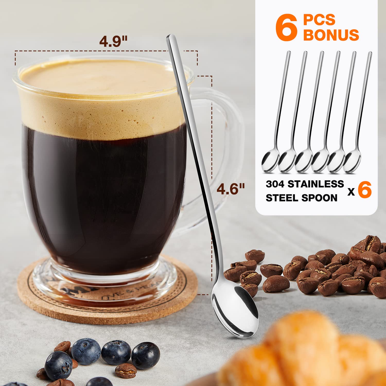Mfacoy glass mugs with a wide base for stable placement