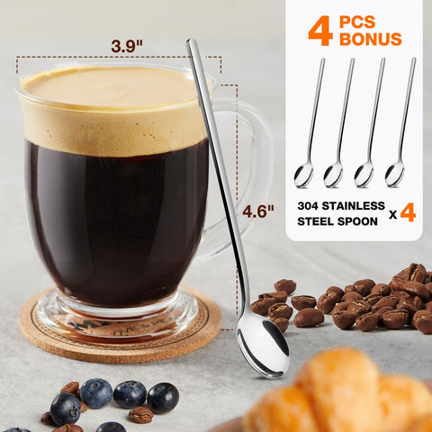 Mfacoy glass coffee mugs wide base provide table stability during use