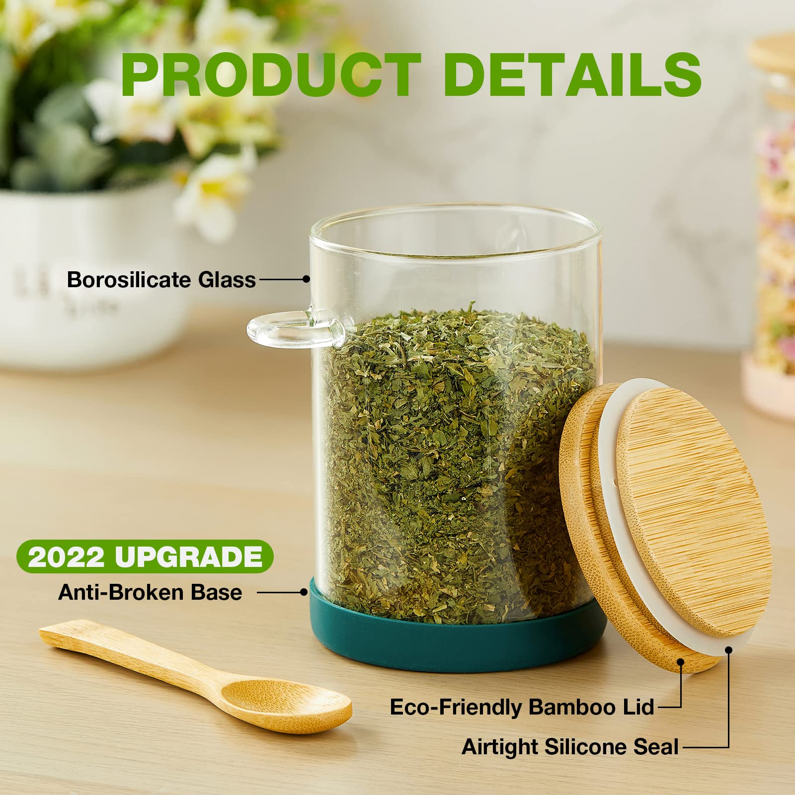 Mfacoy jars stocked with tea, sugar, or flour illustrate versatile kitchen storage options