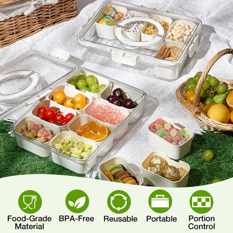 Mfacoy Snackle Box with folding handle for easy transport.