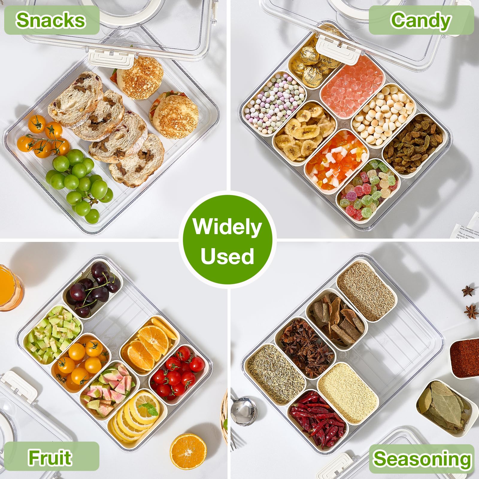 Stackable fridge storage with Mfacoy Snackle Box for tidy shelves.