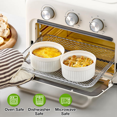 Mfacoy soufflé ramekins neatly stacked for storage and stylish table setting.