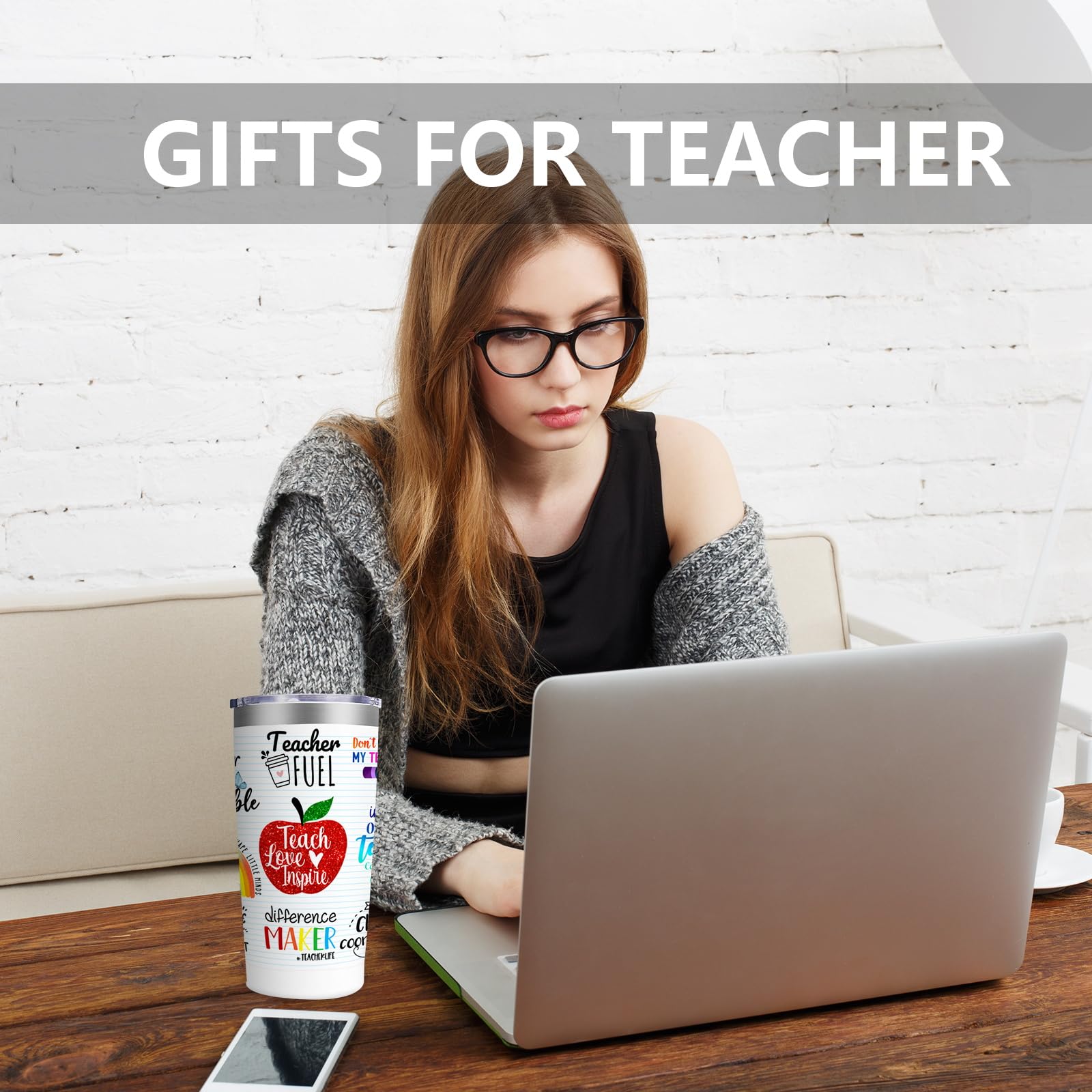 MFGNEH teacher gifts tumbler fits most cup holders for easy travel