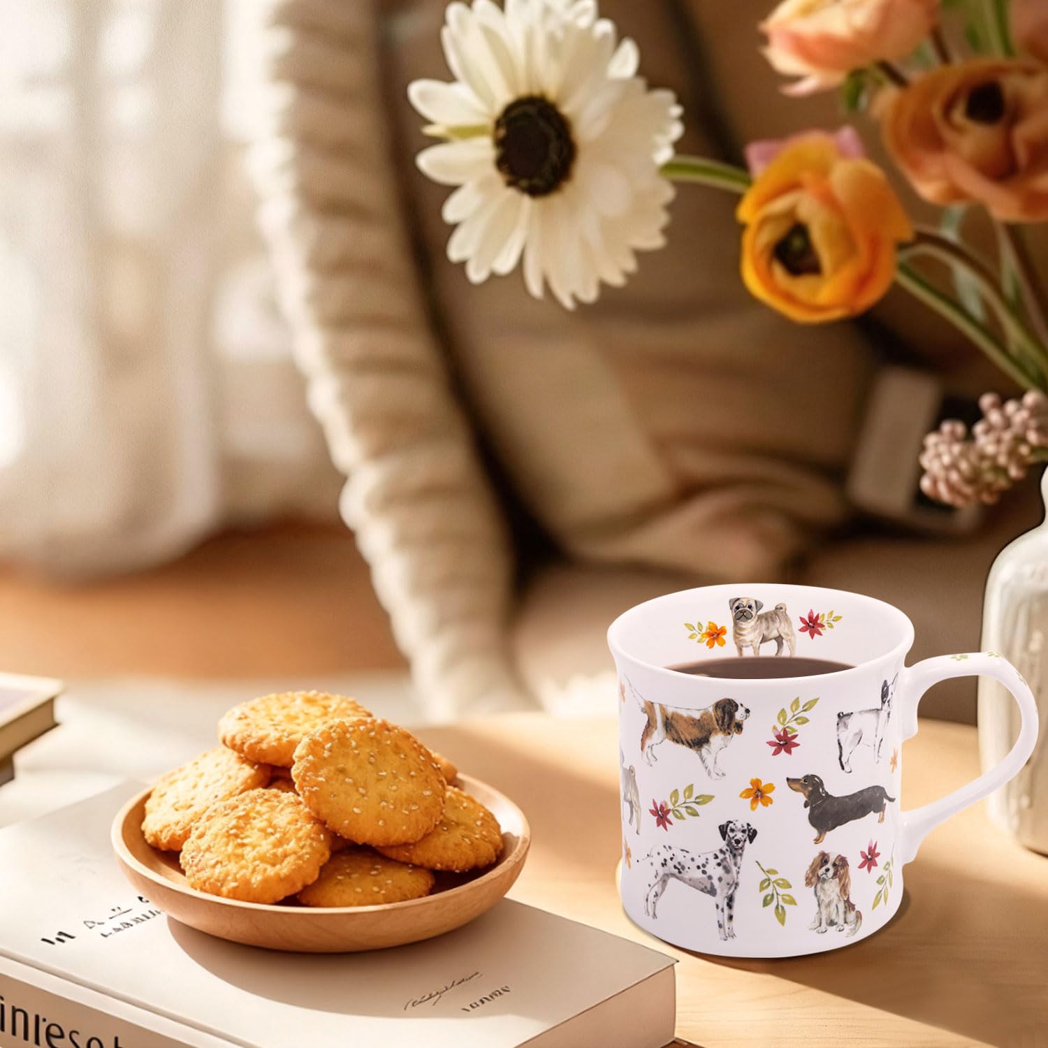 MFoffice Cute Dog Coffee Mug side view shows graceful silhouette for a stylish desk companion.