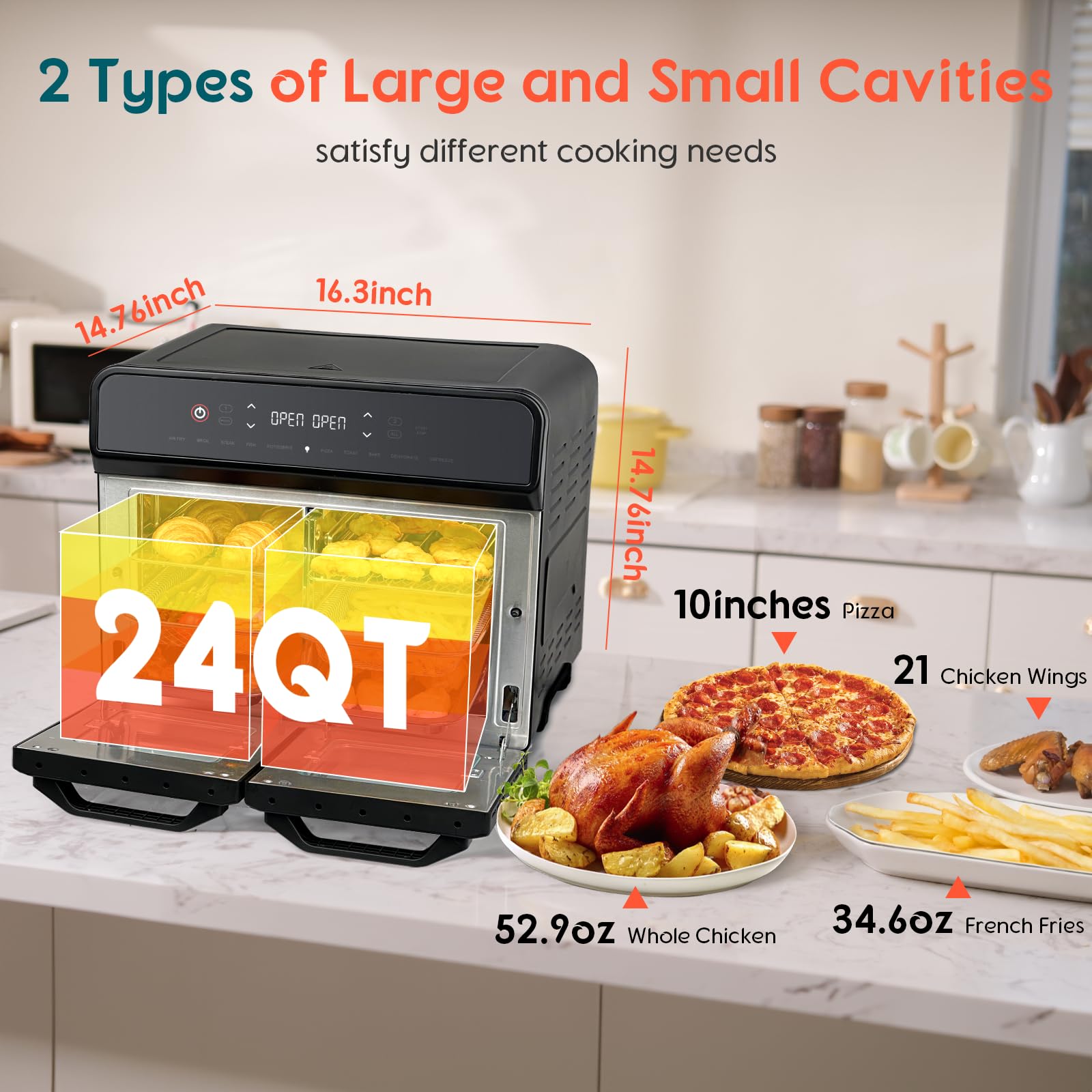 MFVV 12-inch pizza inside, showing large capacity for gatherings