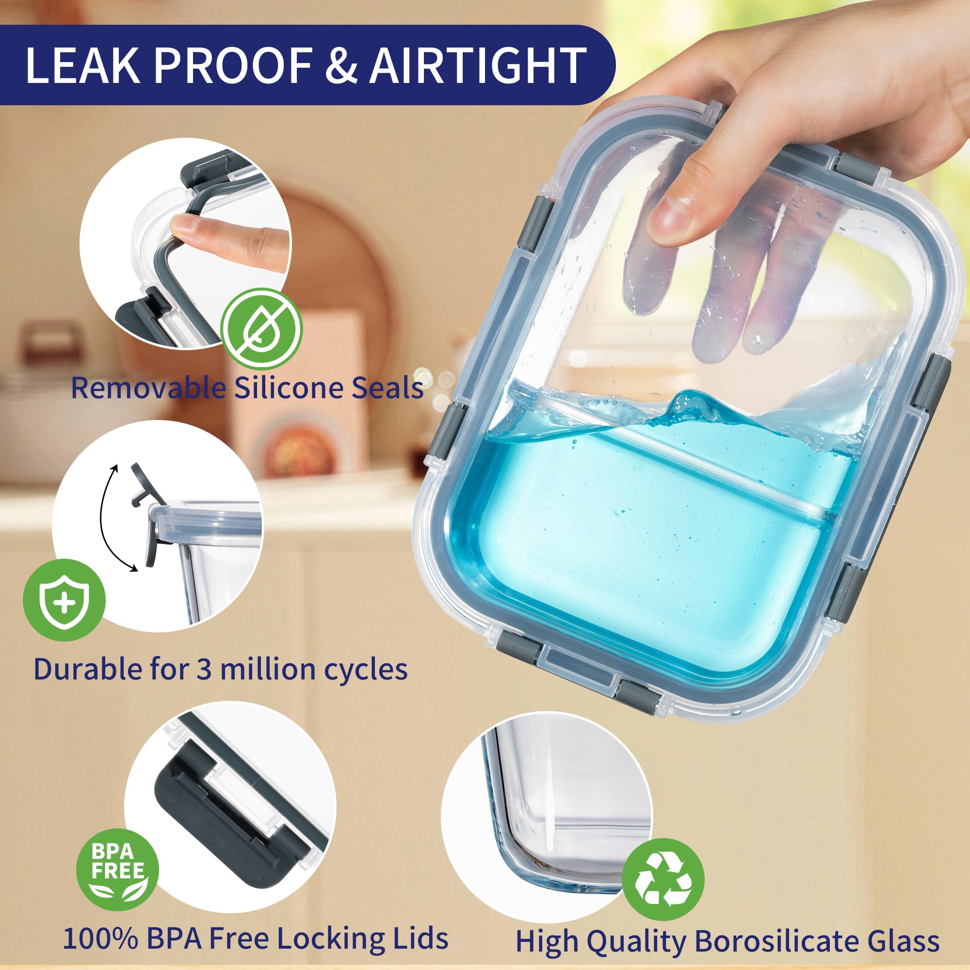 MFY borosilicate glass is non-toxic and BPA-free for safe storage.