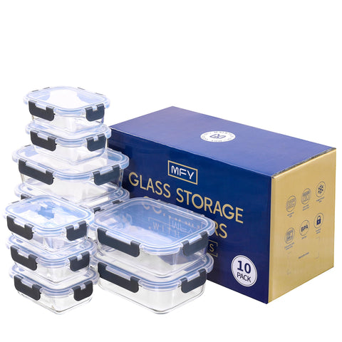 MFY stackable glass containers save space and keep meals organized.