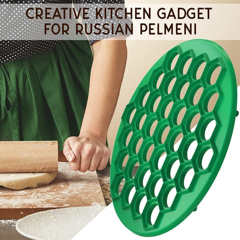 MHH dumpling mold with holes for hanging storage in a compact kitchen