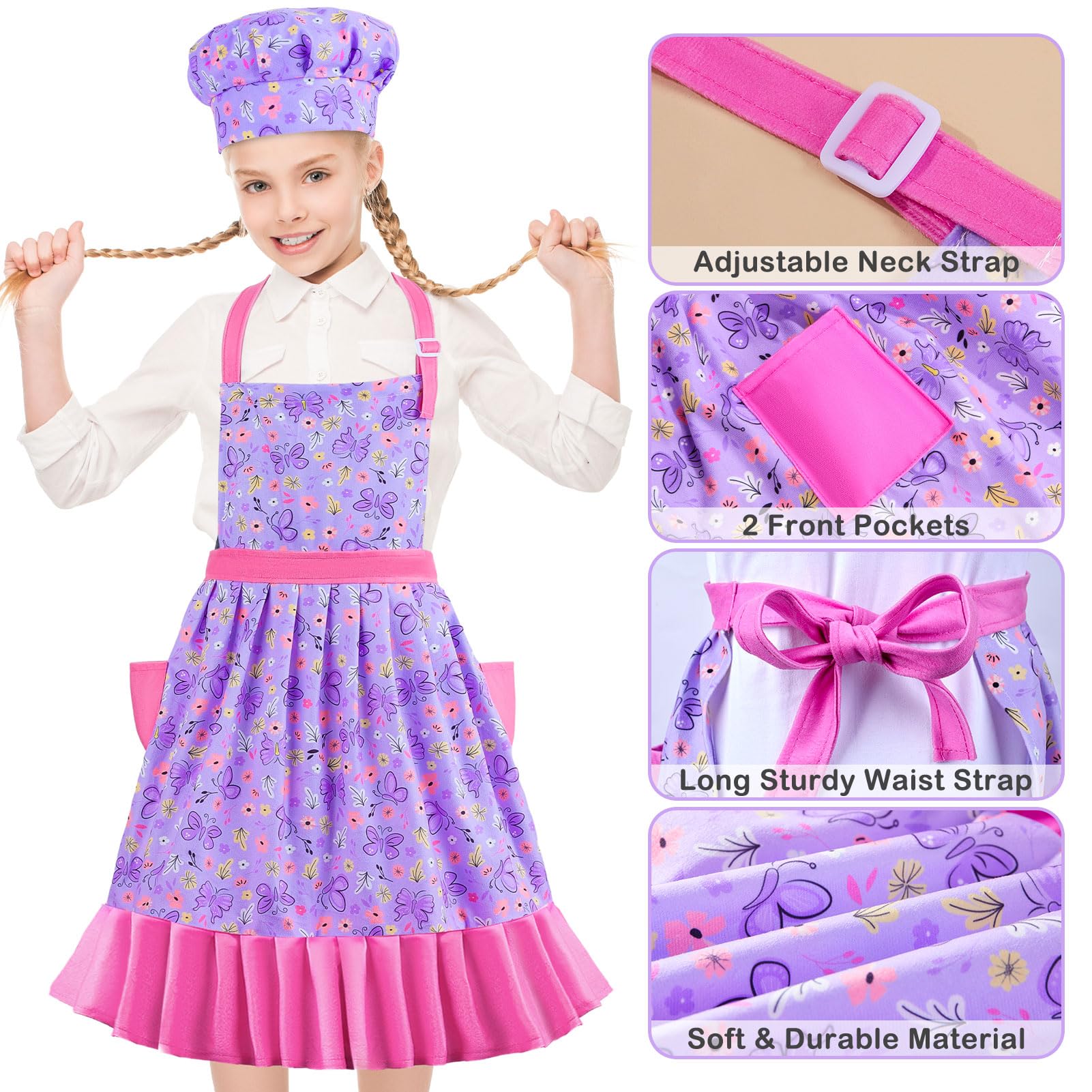 MHJY matching chef hat completes the apron outfit.