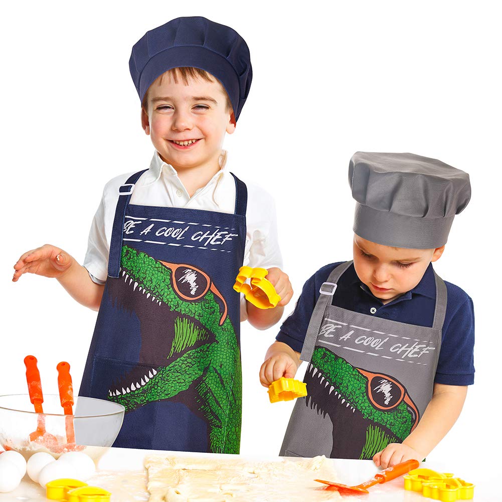 MHJY dinosaur print kids apron looks vivid and fun.