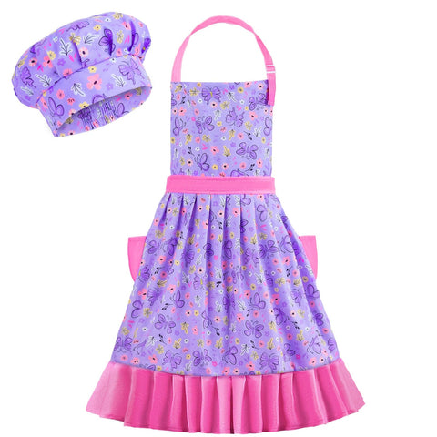 MHJY kids apron with floral pleats for stylish baking.