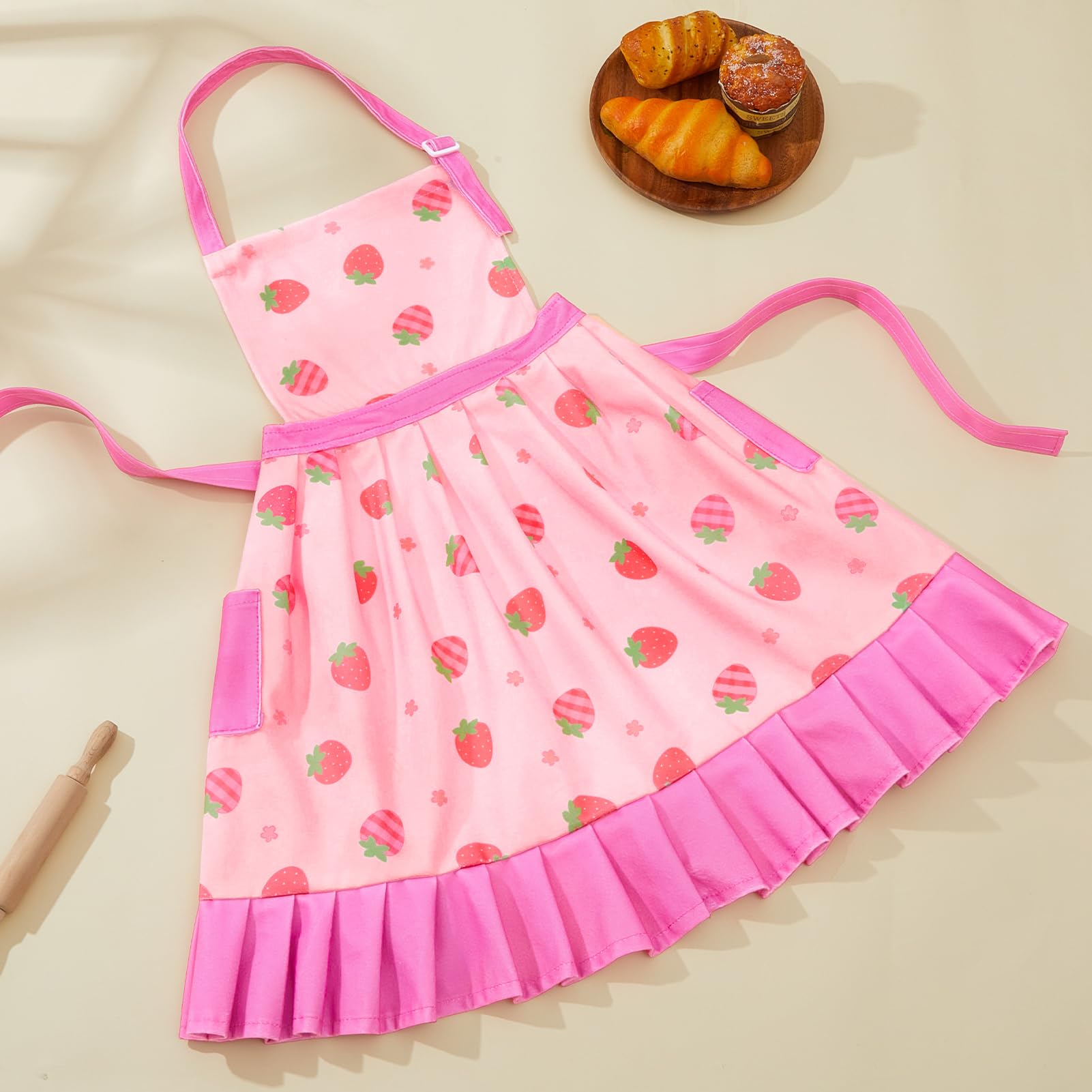 MHJY pleated-skirt kids apron adds charm and helps keep supplies organized.