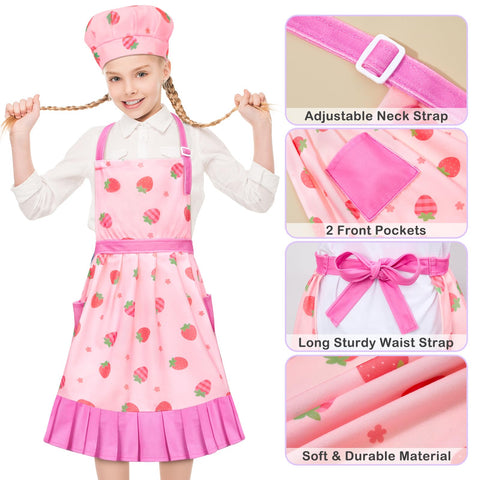 MHJY kids apron pockets hold tools and brushes for cooking or art.